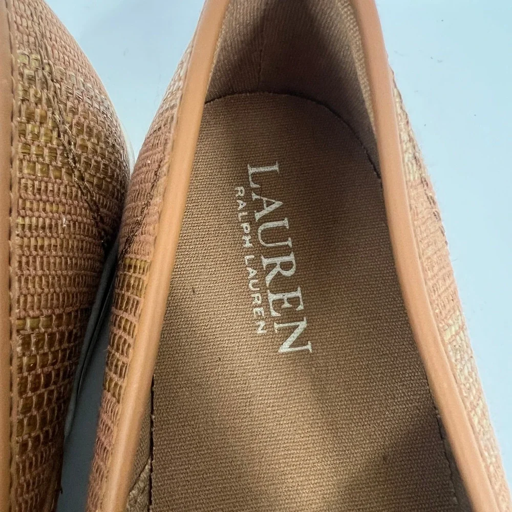 Lauren Ralph Lauren Janis Tan Woven Slip On‎ Loafer Flats Women's Size 9B